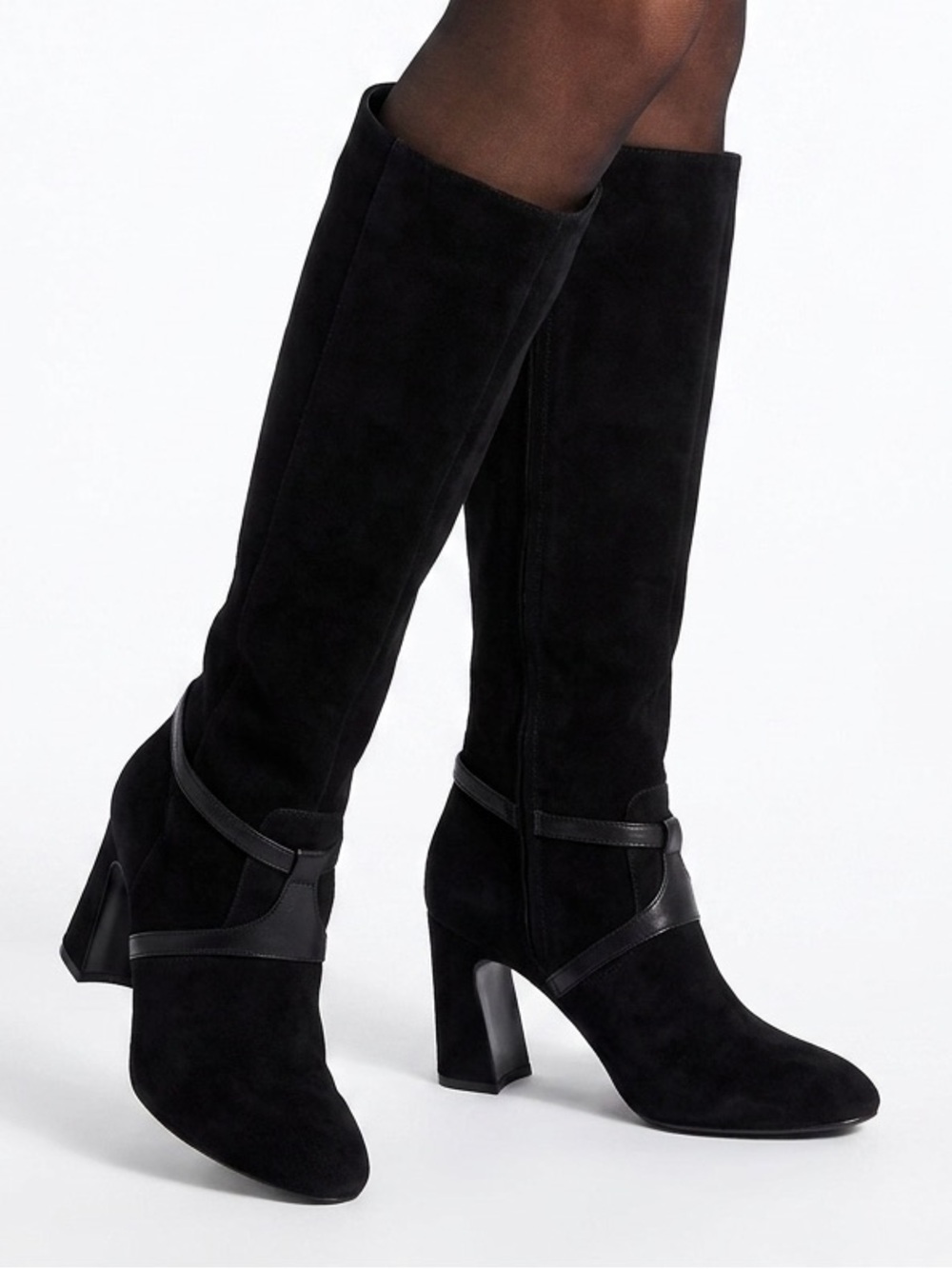 LOUISE et CIE Lo-Somerra Prima Black Suede Block Heel Riding Boots 6.5 NIB